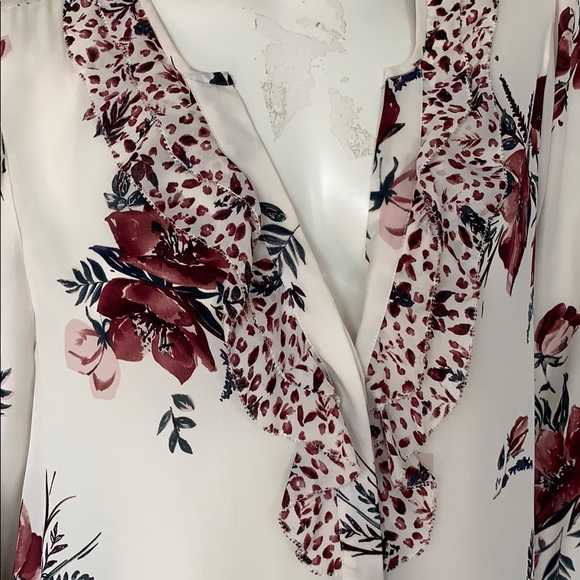 Joie Top Floral Ruffle print Sz L - Picture 2 of 8